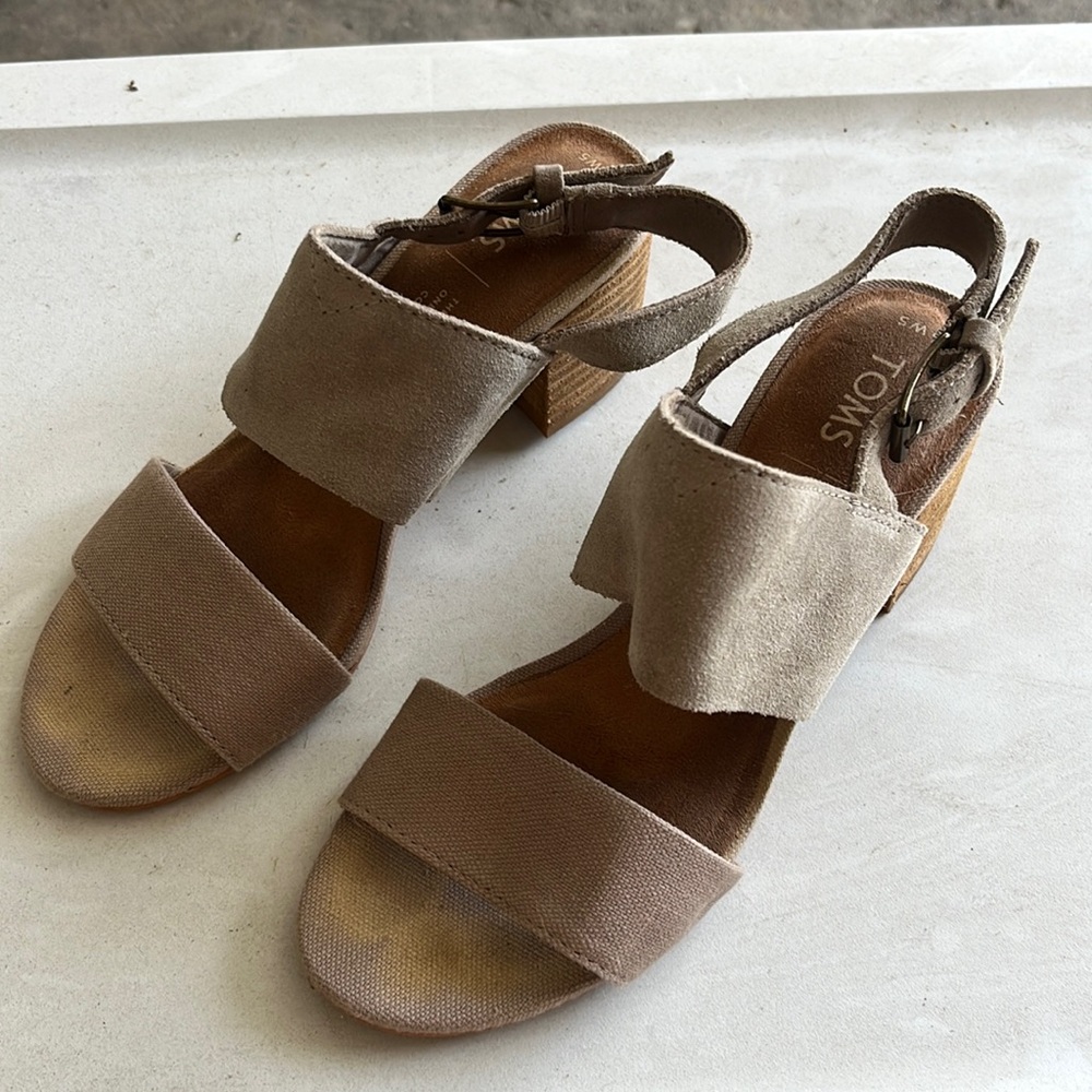 Toms Black Heel Strappy Sandals